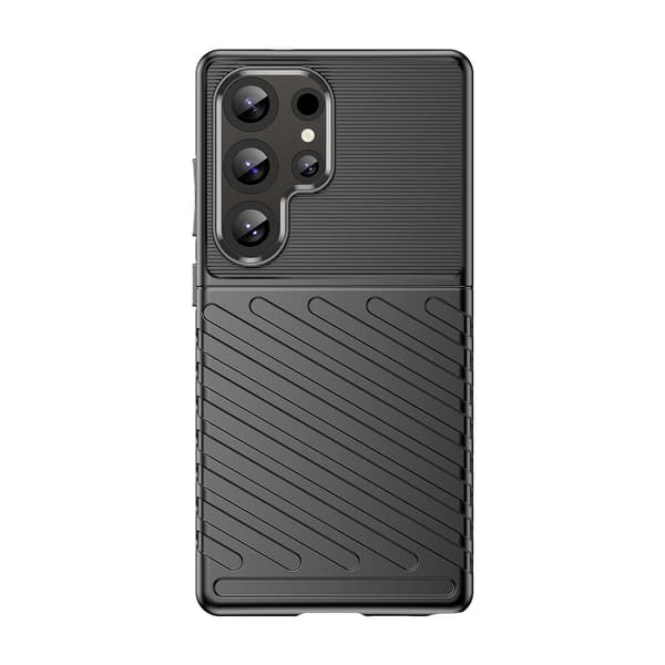 Silikone Pansret Etui til Samsung Galaxy S25 Ultra Thunder - Sort