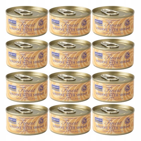 FISH4CATS Sardiner med räkor våtfoder för katter 12x70g