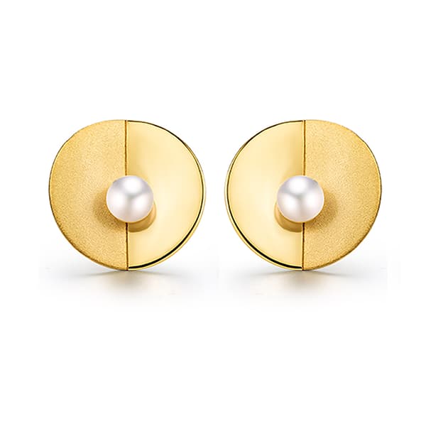 Pendientes de plata con perla dorada