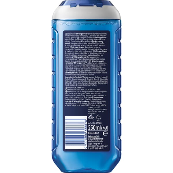 NIVEA MEN STRONG POWER Mild hårshampoo til mænd 250 ml