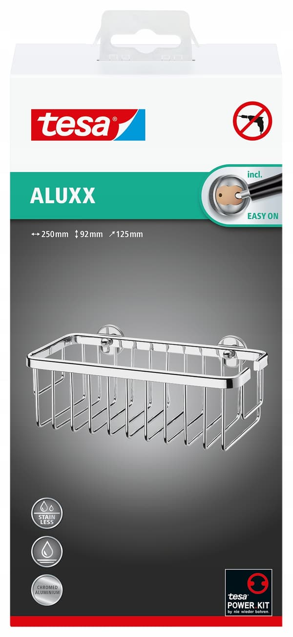 Tesa Aluxx badeværelseshyld dusj kurv hængende