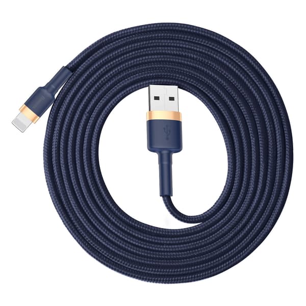 Cafule USB-A - iPhone Lightning 2.4A QC 3.0 Kabel 1m - Blå-Guld