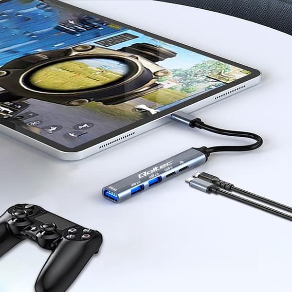 Qoltec-hubb USB-C 3.1 5-i-1-adapter | USB-C PD | USB-C | 2x USB 2.0 | USB 3.0