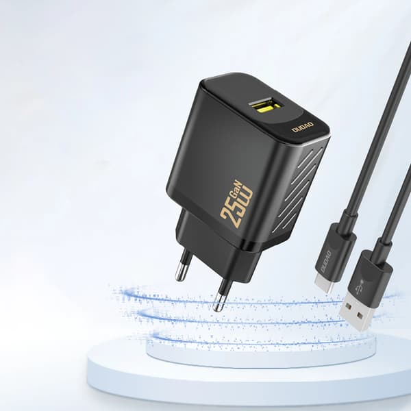 GaN 25W USB-A vægoplader - Sort