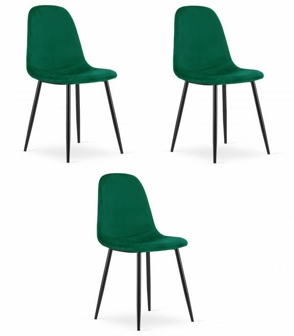 COMO stol - mørkegrøn fløjl x 3