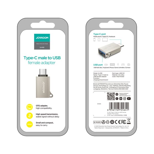 USB-C (hane) till USB-A (hona) adapter med ögla för snodd - silver