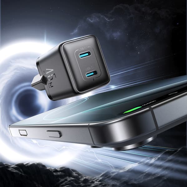 2x USB-C EU 45W väggladdare - svart
