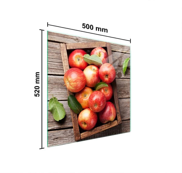 GLASSKYDDSPLÅT FÖR SPIS 50x52 ÄPPLEN