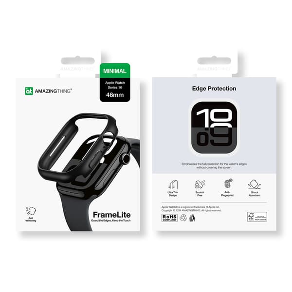 Apple Watch 46mm Minimal-urkasse - Sort