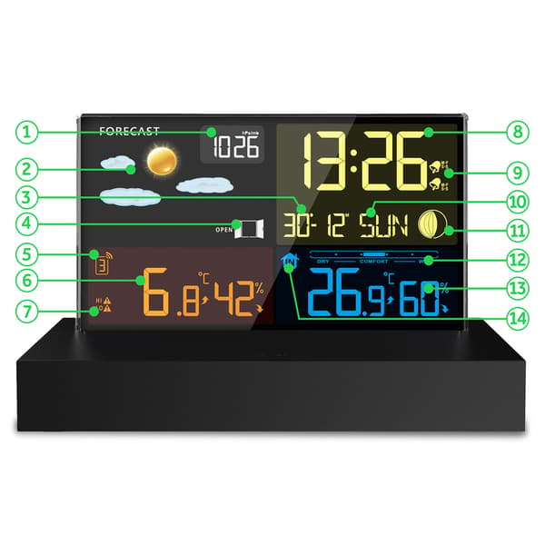 Väderstation med display BD-912 svart