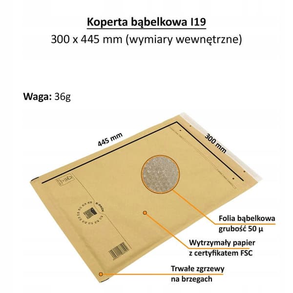 Bubbelkuvert I19 BRUN x 10 st