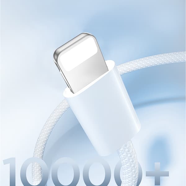 Flettet USB-C Kabel - iPhone Lightning 30W 1m - Hvid