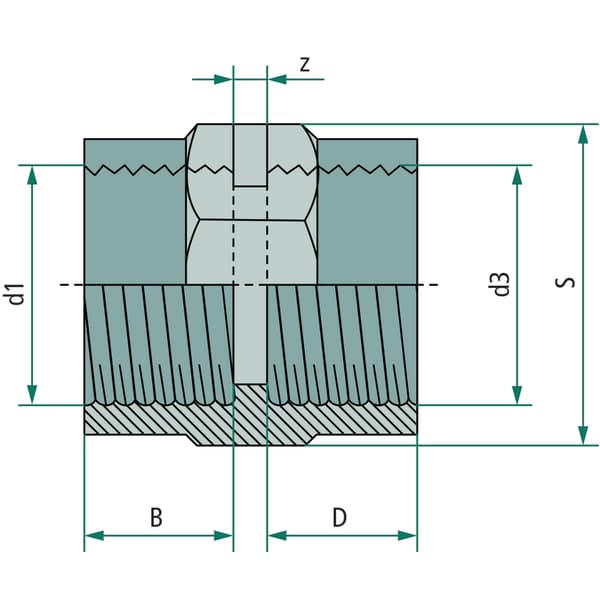 PVC-U gevindmuffe B 15 mm D 16 mm lige forbindelse til drypslange
