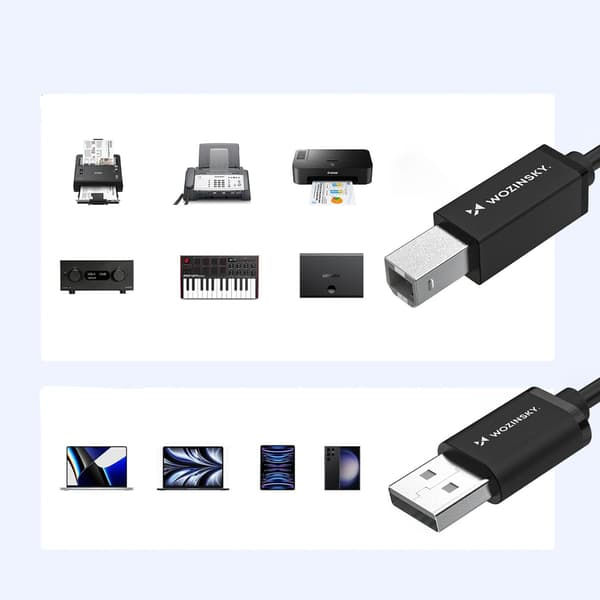 Kabel til printer scanner USB-B - USB-A 480Mb/s 1m - sort
