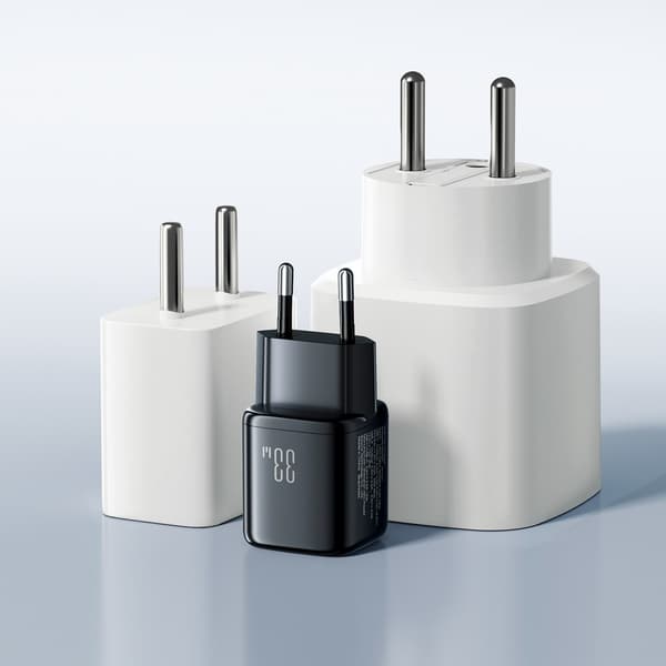33W USB-A USB-C -seinälaturi - musta