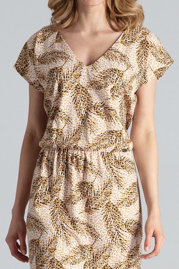 Leopard- og løvmønstret maxikjole - elegant sommerkjole str. M