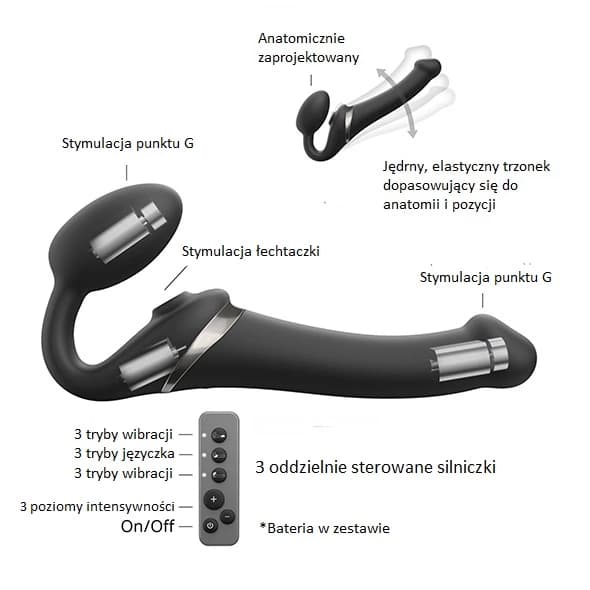 StrapOnMe Multi Orgasm Black S strapon vibraattori