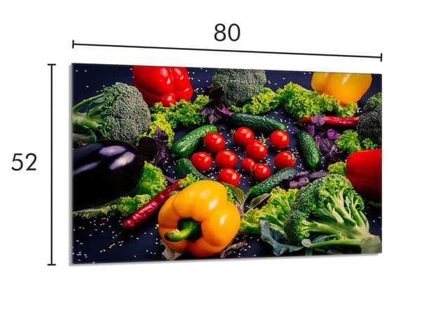Skyddsplatta i glas för spisen 80x52 Grönsaker