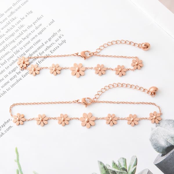 Pulsera de tobillo de oro rosa