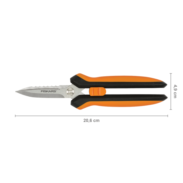FISKARS SOLID Monitoimiset sahalaitaiset sakset langalle ja narulle