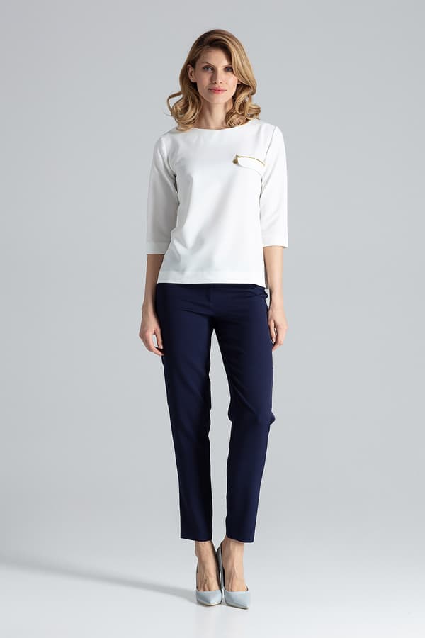 Elegant lyserød bluse - ecru formel bluse M393 størrelse S