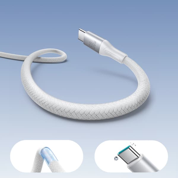 S-A28 Flätad USB-C-kabel 60W 2m - Vit