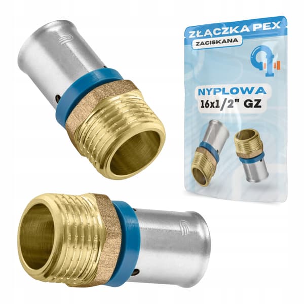 PEX-nippel 16x1/2 han-pressfitting, massiv messing