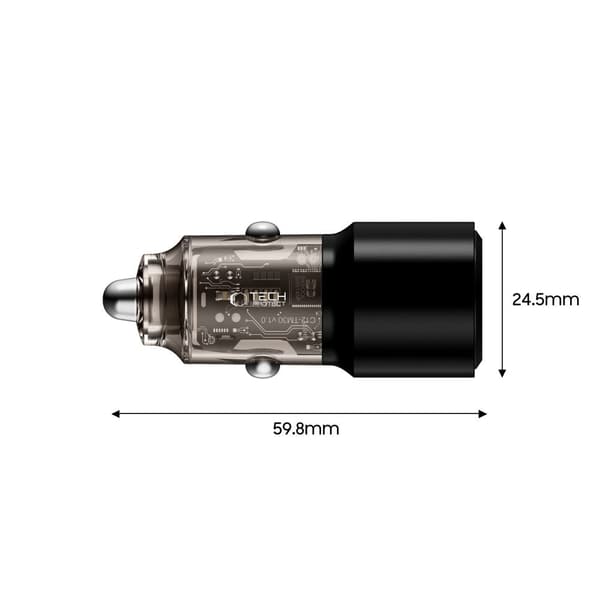 Biloplader 2x USB-C PD 100W - sort
