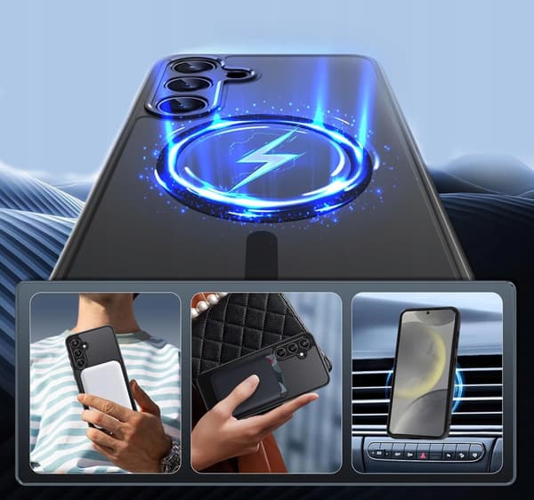 MAGSAFE ETUI MATSORT TIL SAMSUNG A55 5G + 2x GLAS