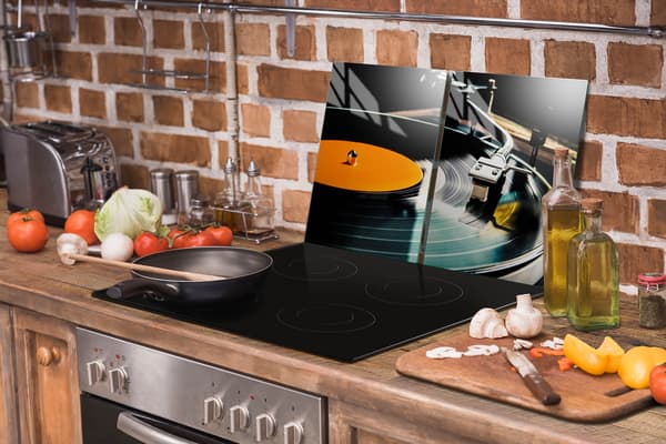 Skyddsplatta för spis i glas 70x52 vinyl