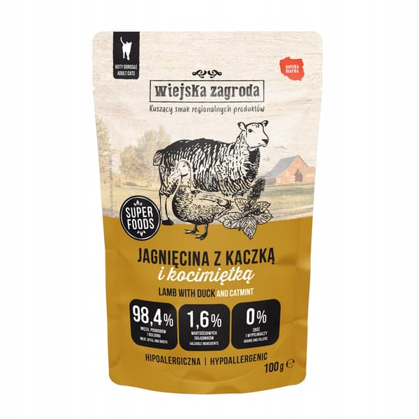 Rural Farm Lam med and og katteurt - vådfoder til katte - 24x100g