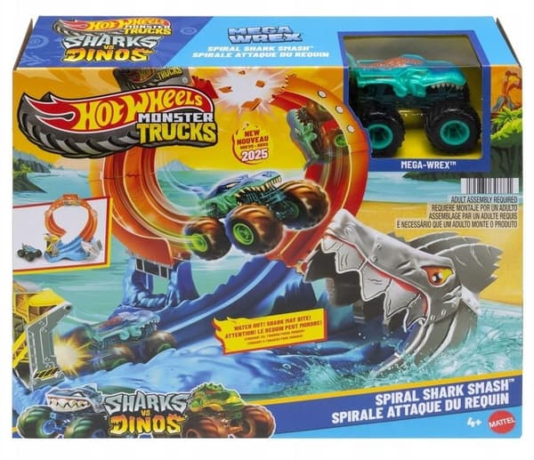 Hot Wheels Monster Trucks Shark Loop Crash Track