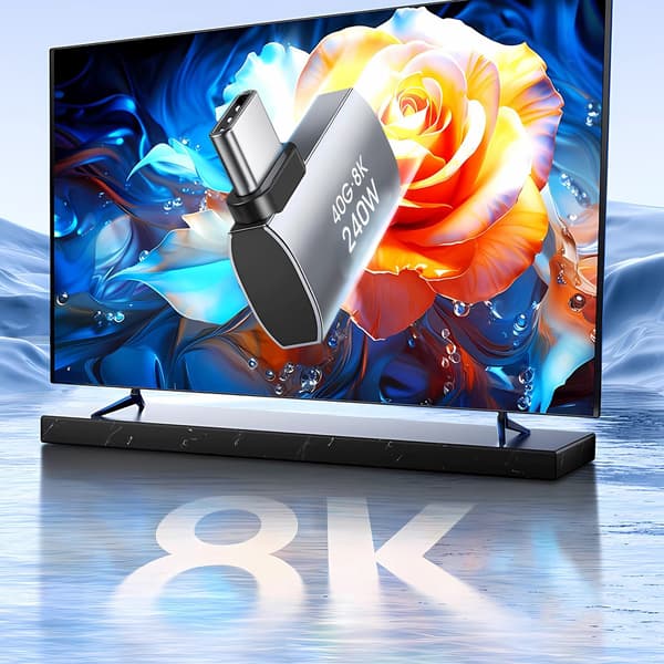 Sidevinklet USB-C adapter 40Gb/s 240W 8K OTG - grå