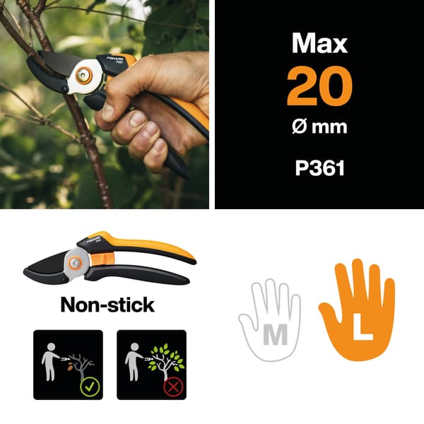 FISKARS SOLID Anvil trädgårdssekatör för torra grenar, ergonomisk P361