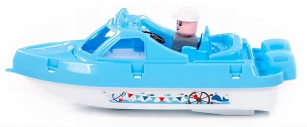 Motorbåd til vandleg, flydende med figur, stor 33 cm