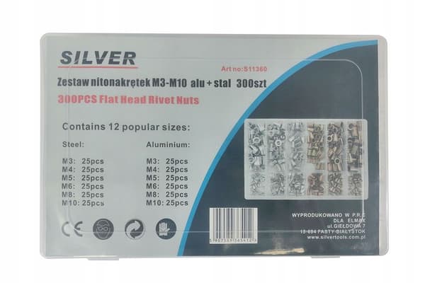 Nitmuttrar M3-M10 set med 300 delar Alu+Steel SilverTools