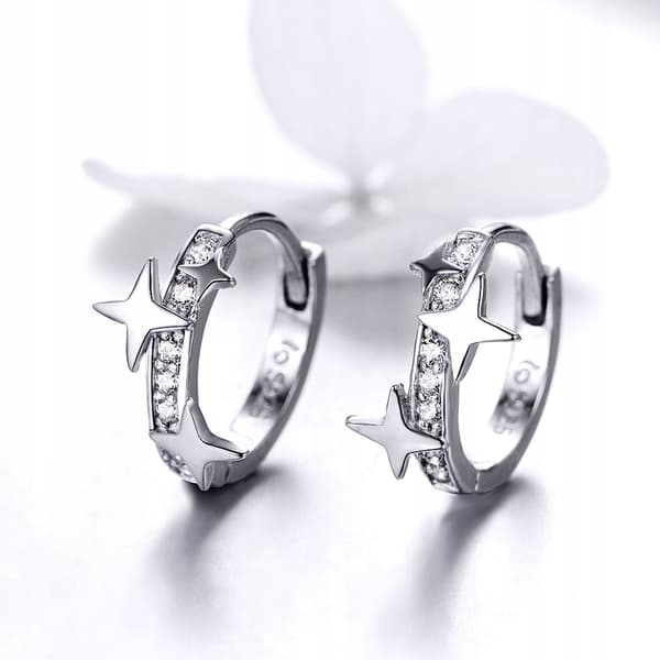 Pendientes de aro ESTRELLAS DE PLATA S925