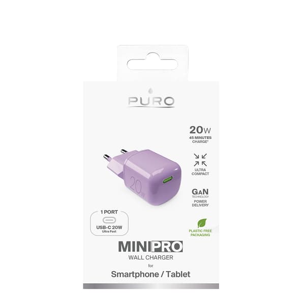 USB-C GaN 20W vægoplader - lyserød