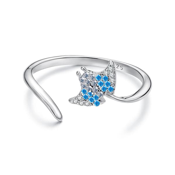 Sølvring Justerbar Stingray Ring 925 Sølv Trusky