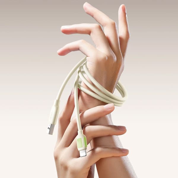 USB-A - iPhone Lightning-kabel med fluorescerande spets 3A 2m - Beige