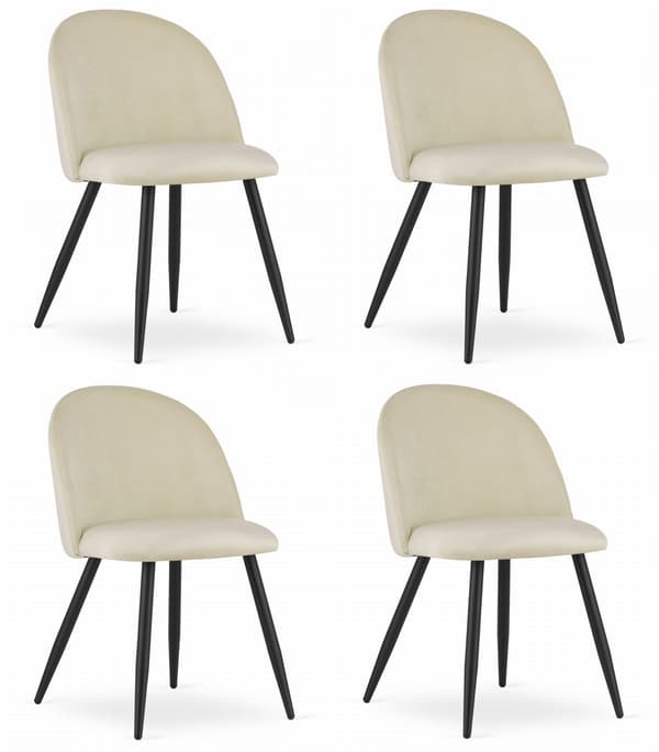 BELLO stol - beige velour / sorte ben x 4