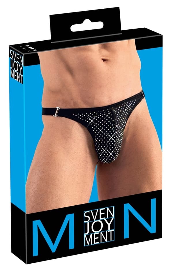 Svenjoyment Svarta Herrstringtrosor Med Glänsande Stenar S