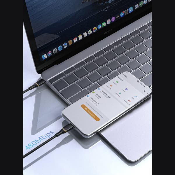 USB-C 60W Silikonekabel 1m - Hvid