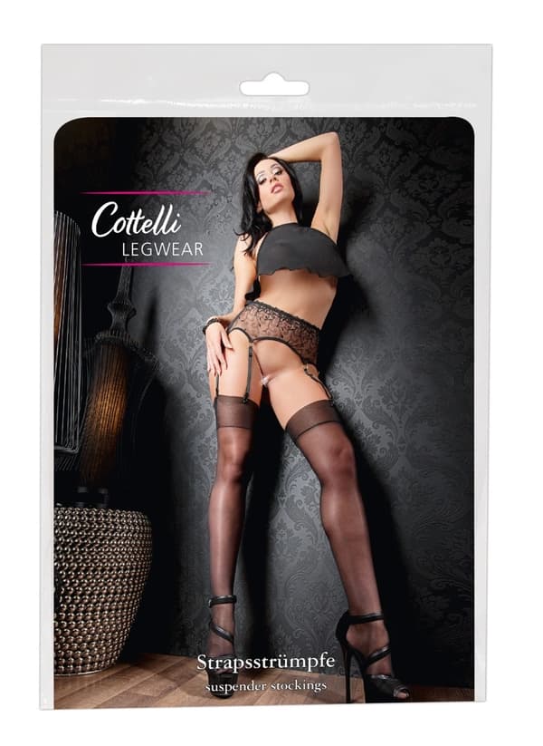 Cottelli LEGWEAR Sorte Silkestrømper 1