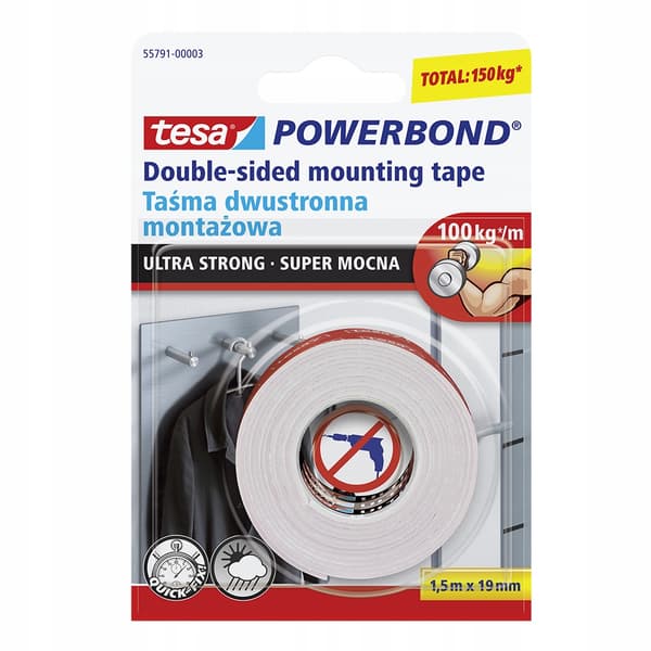 tesa ULTRA STRONG dubbelhäftande monteringstejp 1,5 m