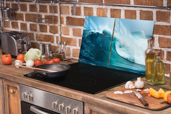 GLASBESKYTTELSESPLADE TIL KOMFUR 90x52 WAVE