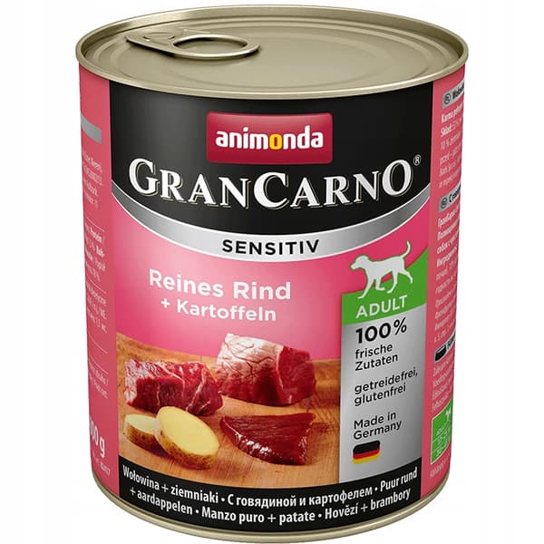 Vådfoder til hunde Animonda Grancarno Sensitiv oksekød 6x800g
