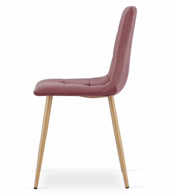 KARA stol - rosa sammet / träfärgade ben x 1