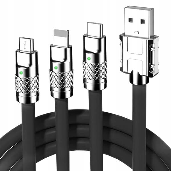 Panssaroitu 3-in-1-kaapeli iPhonelle / micro USB / TYPE-C:lle