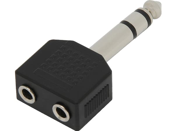 6,3 mm jack-splitter: to 3,5" stereo-jackstik